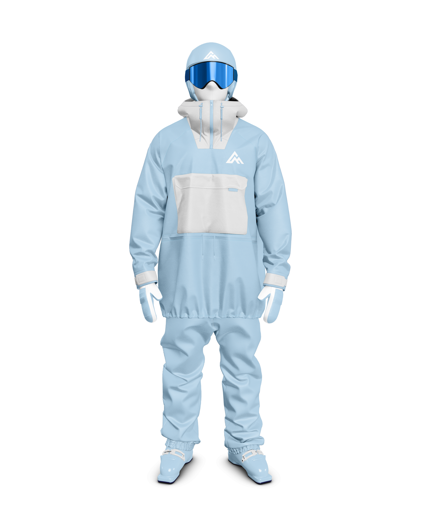 Skier Full Kit Mockup bleu clair